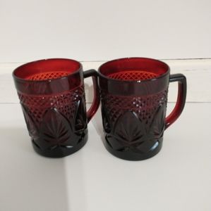 D'Arques Durand Vintage 2 Mugs Ruby Red
